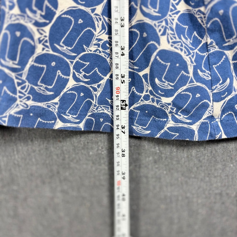 Mata Traders Fit Flare Dress Women Small Blue Abstract Face Organic Cotton Print - Picture 7 of 7
